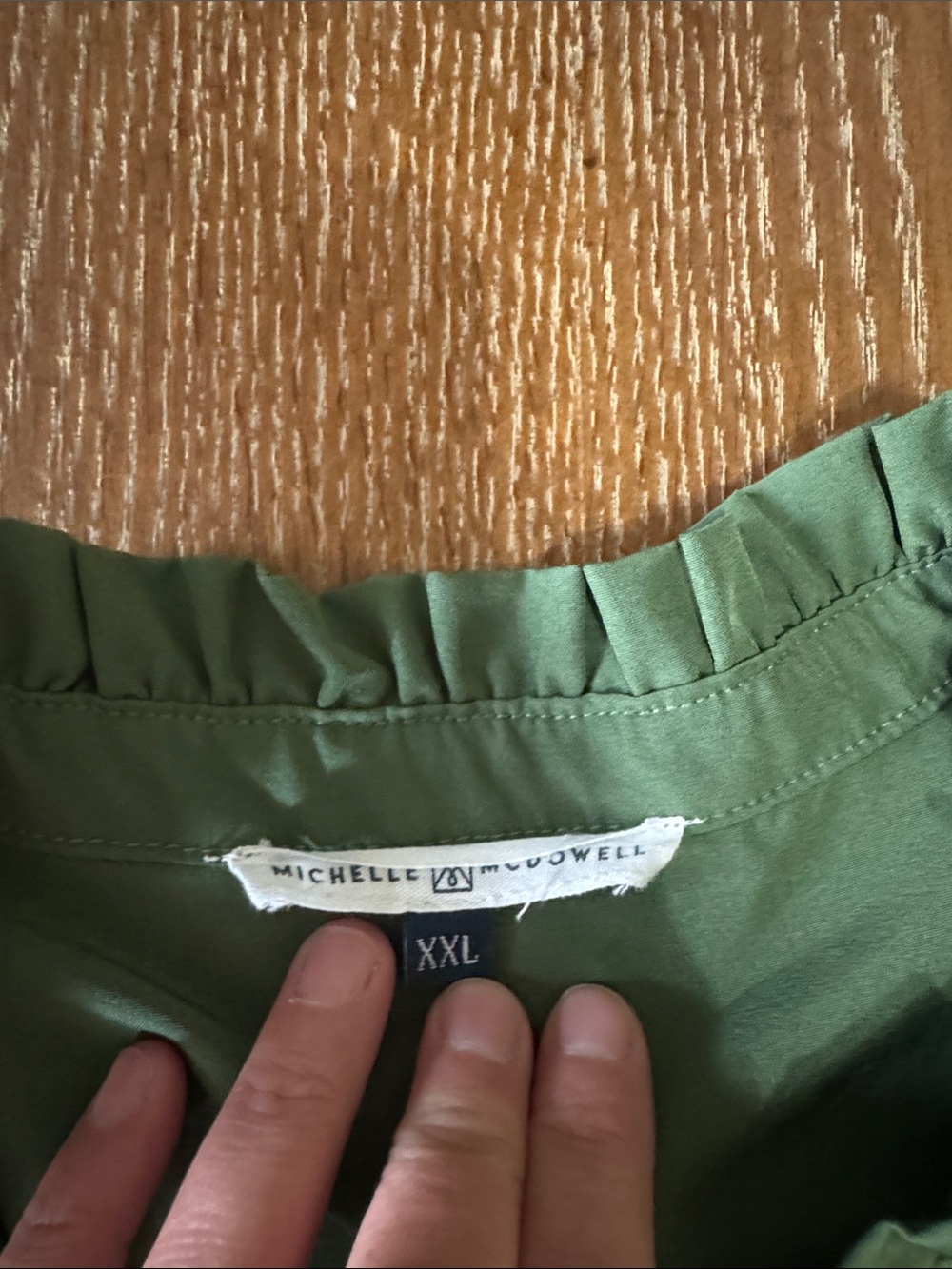 Women’s Olive Green Ruffle Button-Front Dress - Picture 2 of 3